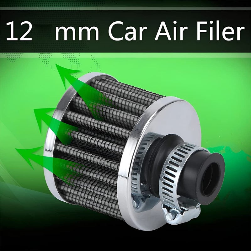 BESULEN Air Intake Filter Breather  0.47 inch Universal Cold Air Filter  12mm Car Turbo Vent Air Intake Filter Cleaner  Crankcase Breather Compatible with Car and Motorcycle Engine Parts (Blue) - Image 4